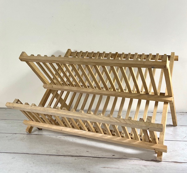 Vintage houten afdruiprek inklapbaar