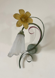 Vintage Franse fleurige wandlamp met bloem