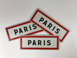 Vintage aluminium bordje bebouwde kom Paris wit / rood met zwarte letters