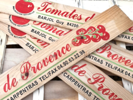 Plankje van tomatenkistje Tomates de Provence reclame latje