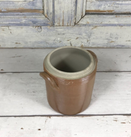Franse bruine grès olijven pot met deksel