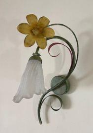 Vintage Franse fleurige wandlamp met bloem