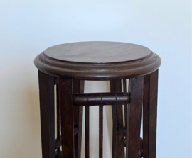 Art deco hoog plantentafeltje met twee plateaus, Frans handwerk