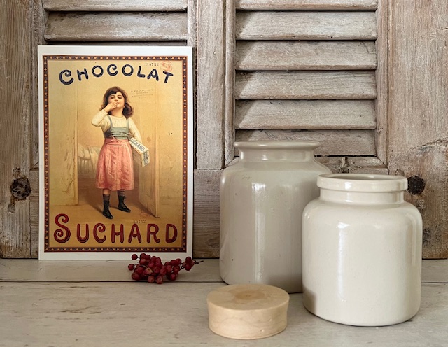 Vintage kleine grès pot mosterdpot zandkleurig