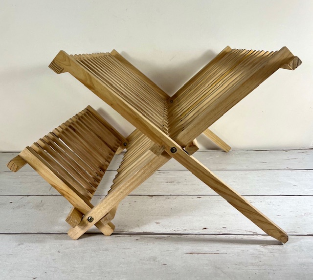 Vintage houten afdruiprek inklapbaar