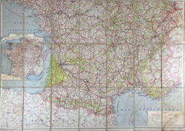 Antieke Carte de France nostalgische route kaart op canvas