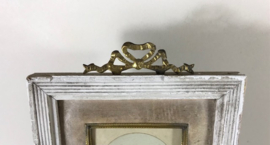Antiek Frans strik lijstje met originele portretfoto ca 1880