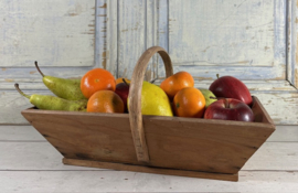 Vintage kleine houten pluk bak oogstbak fruitbak