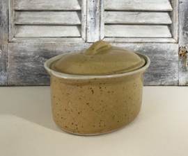 Franse mosterd kleurige grès paté terrine met spikkeltjes