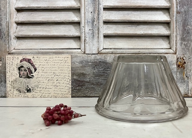 Antieke mond geblazen conische glazen confiture pot XL