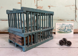 Vintage Frans groen houten vogelkooitje + origineel kruikje