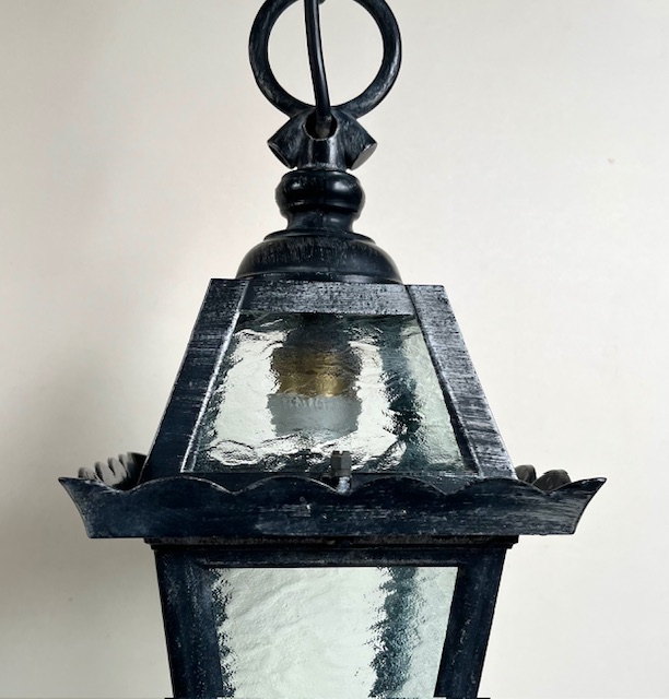 Vintage Franse zwarte hanglamp hal lamp lantaarn model