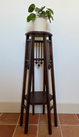 Art deco hoog plantentafeltje met twee plateaus, Frans handwerk