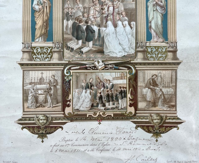 Antieke Franse lijst (zwart met vergulde opbouw)