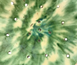 Ambachtelijke Provençaalse test terracotta geel / groen glazuur