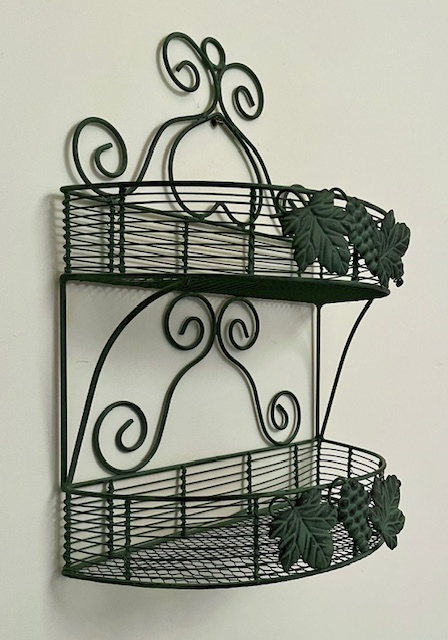 Vintage Frans metalen draadwerk wandrek met druiven