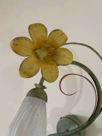 Vintage Franse fleurige wandlamp met bloem
