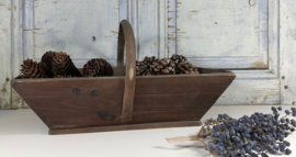 Brocante houten Franse pluk bak oogstbak stevige oogstmand