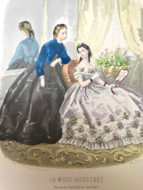 Franse modeprent lithografie La Mode Illustrée 1863