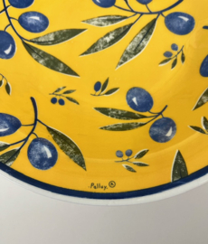 Faience ligne Hôtesse Pallux grote diepe schaal met drie borden. Aanbieding!