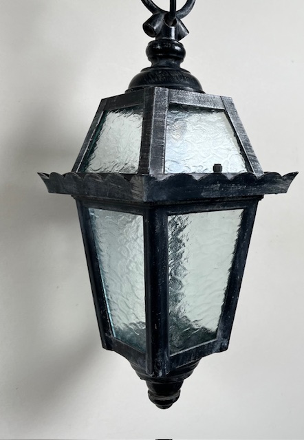 Vintage Franse zwarte hanglamp hal lamp lantaarn model