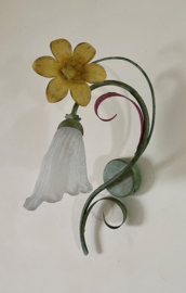 Vintage Franse fleurige wandlamp met bloem
