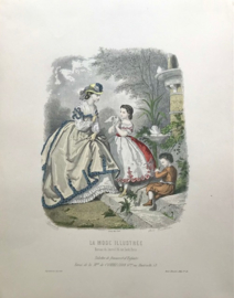 Franse modeprent lithografie La Mode Illustrée 1864