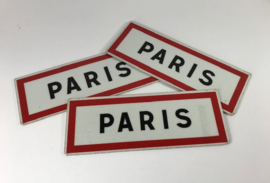 Vintage aluminium bordje bebouwde kom Paris wit / rood met zwarte letters