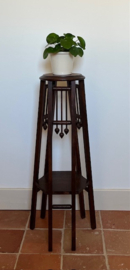 Art deco hoog plantentafeltje met twee plateaus, Frans handwerk