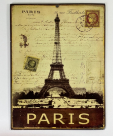 Frans metalen reclamebord wandbord Paris Eiffeltoren retro