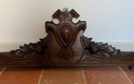 Antiek Frans eikenhouten hoofdbord hoofdeinde fronton