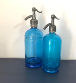 Blauwe sifon fles D. Meffre hevelfles voor spuitwater