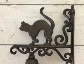 Franse gietijzeren bel deurbel poortbel poes / kat met hoge rug