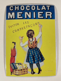 Chocolat Menier Franse reclamekaart van metaal