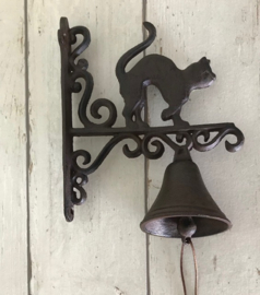 Franse gietijzeren bel deurbel poortbel poes / kat met hoge rug