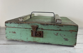 Vintage houten gereedschapskist met twee vakken