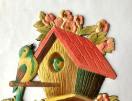 Vintage Dresdner Pappe kalender houder vogelhuisje