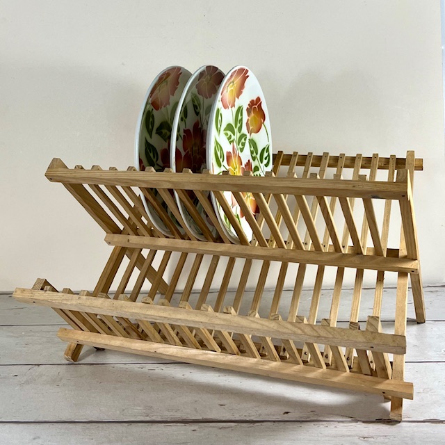 Vintage houten afdruiprek inklapbaar