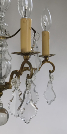Klassieke Franse kroonluchter met kristal glaswerk en 4 lichtpunten