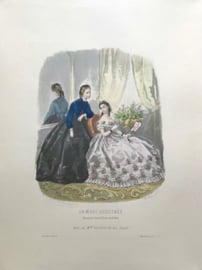 Franse modeprent lithografie La Mode Illustrée 1863