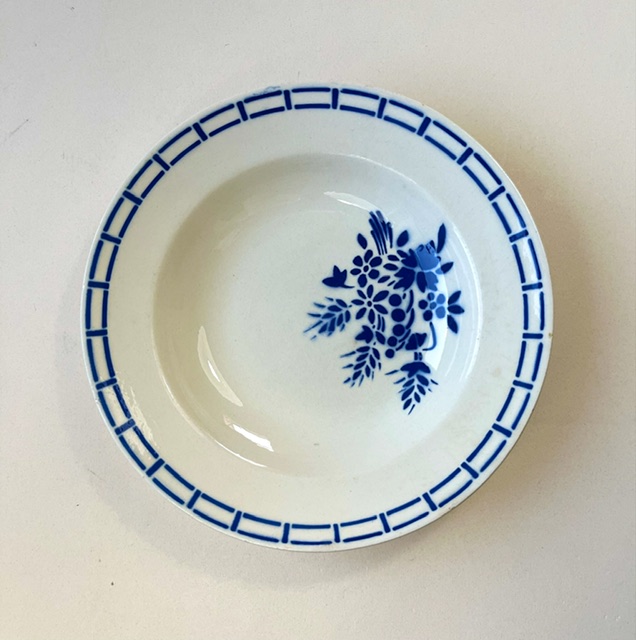 Badonviller diep bord soepbord blauwe bloemen en rand