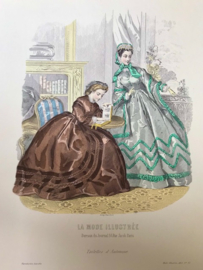Franse modeprent lithografie La Mode Illustrée 1863