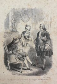 Antieke Franse lijst lithografie M. de Sartines et Mme Dubarry