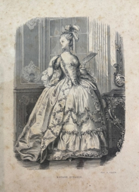 Antieke Franse set lijsten lithografieën Madame Dubarry