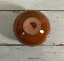 Franse vintage aardewerk pot met deksel afvalbakje Poubelle Apéritif