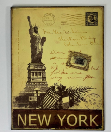 Franse metalen reclamebord New York met Vrijheidsbeeld retro