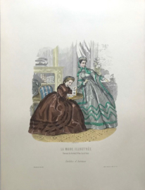 Franse modeprent lithografie La Mode Illustrée 1863