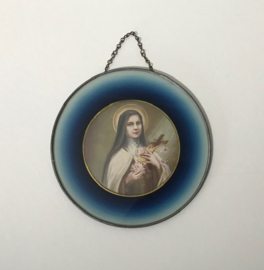 Ronde religieuze hanger met afbeelding Theresia van Liseux