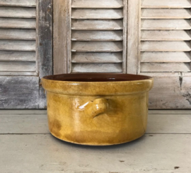 Provençaalse terracotta vuurpot kookpot geel geglazuurd