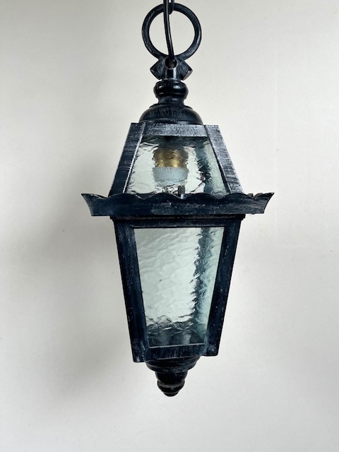 Vintage Franse zwarte hanglamp hal lamp lantaarn model